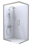 Summit - Acrylic Frameless Shower - Corner, Concealled Sliding Door, 1200x900mm - Brushed Nickel