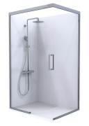 SUMMIT - ACRYLIC FRAMELESS SHOWER - CORNER, CONCEALLED SLIDING DOOR, 1200X900MM - CHROME