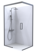 Summit - Acrylic Frameless Shower - Corner, Concealled Sliding Door, 1200x900mm - Gunmetal