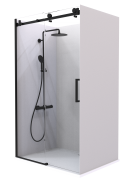 Summit - Acrylic Frameless Shower - Alcove, Exposed Sliding Door, 1200x900mm - Black