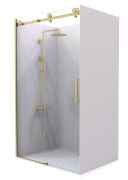 Summit - Acrylic Frameless Shower - Alcove, Exposed Sliding Door, 1200x900mm- Brushed Brass