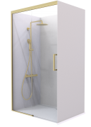 Summit - Acrylic Frameless Shower - Alcove, Concealled Sliding Door, 1200x900mm - Brushed Brass