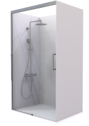 SUMMIT - ACRYLIC FRAMELESS SHOWER - ALCOVE, CONCEALLED SLIDING DOOR, 1200X900MM - CHROME