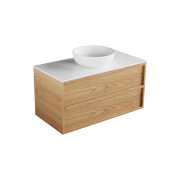 Strato Largo 1000 2 drawers, stacked, timber veneer, solid surface top