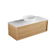 Strato Largo 1200 1 drawer, timber veneer, solid surface top