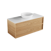 Strato Largo 1200 2 drawers, stacked, timber veneer, solid surface top