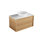 Strato Largo 900 2 drawers, stacked, timber veneer, solid surface top