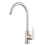 STAINLESS GOOSENECK SINK MIXER - CS BRUSHED STAINLESS