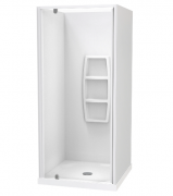 SIERRA 900X900 3 SIDED BACK MOULDED WHITE - CENTRE WASTE- CENTRE WASTE